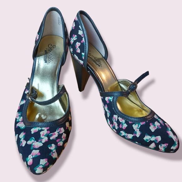 Seychelles Rockabilly Retro Pinup Black Bow Heels Size 7.5 - Picture 10 of 10